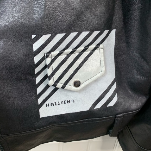 fashion nova Black Jacket Peace Race Faux Leather - Picture 6 of 12